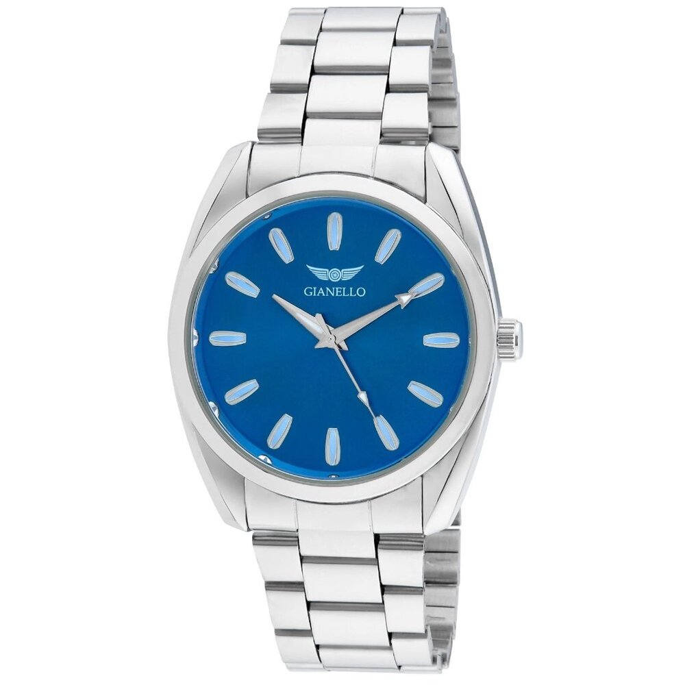 #20 NIB Gianello Midnight Horizon Master 41 Link Watch Silver Navy